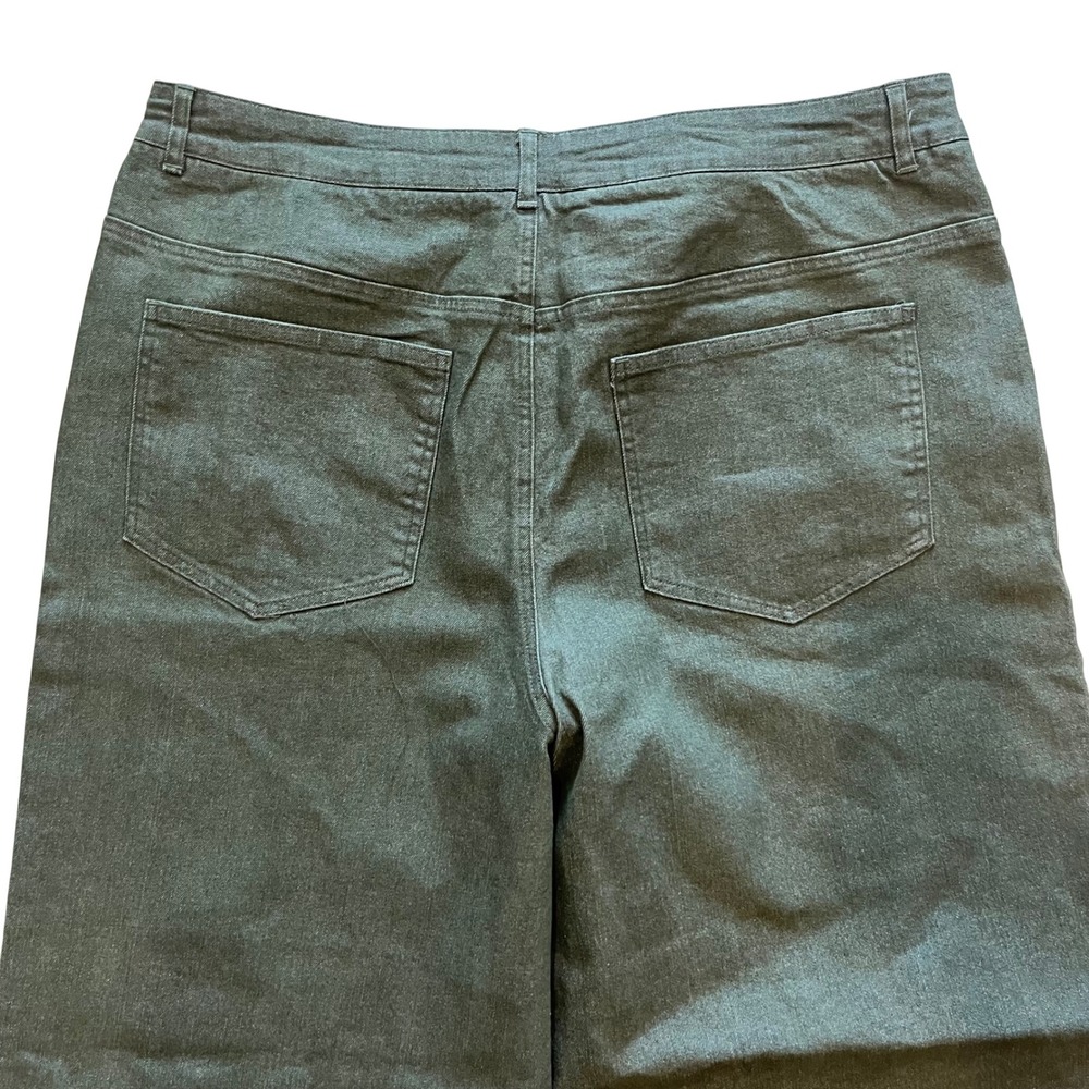 Entro Olive Green Eyelet Hem Wide Leg Jeans Plus Size 1X Scalloped Edge VV1568 - Picture 5 of 9